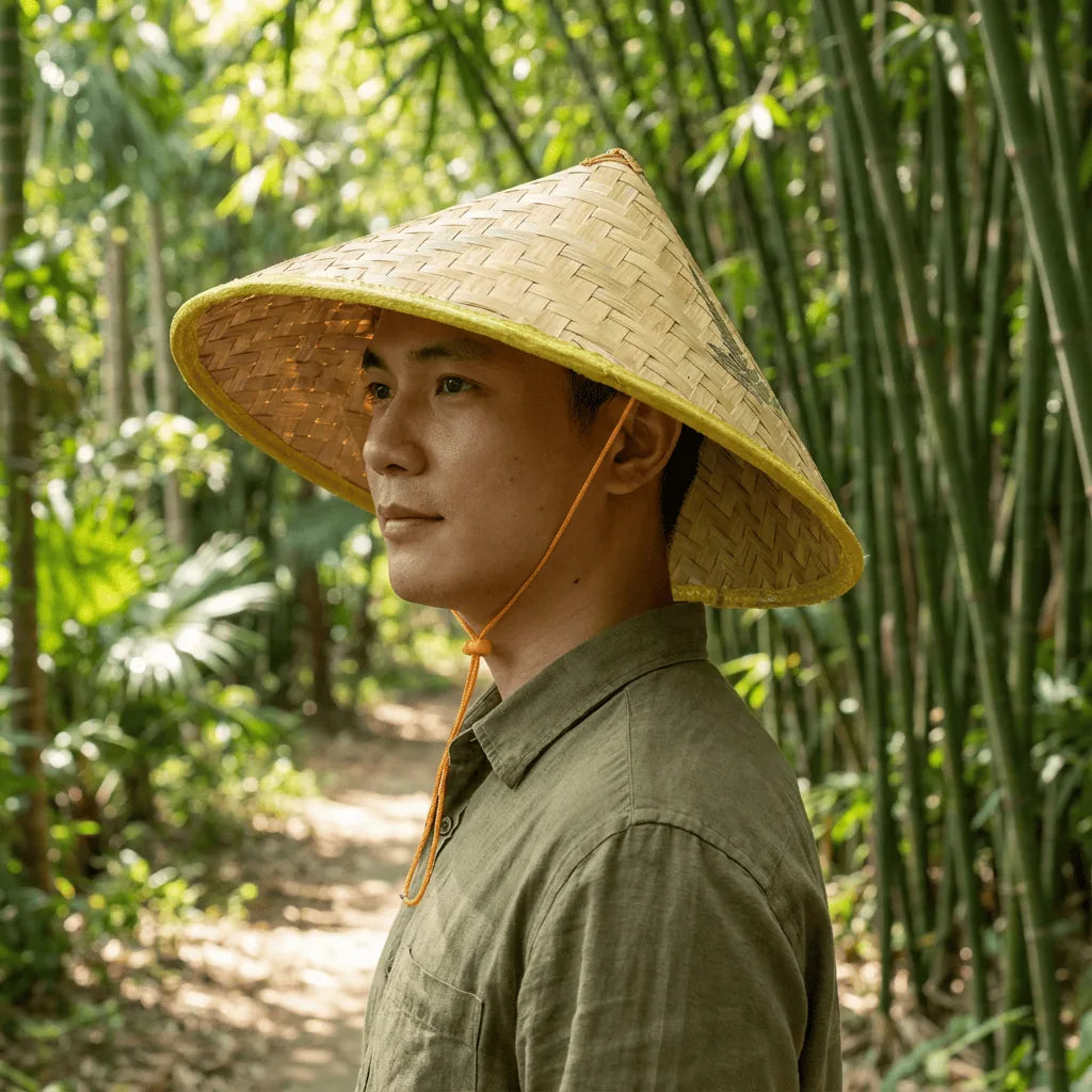 Chapeau Chinois Pointu, porté