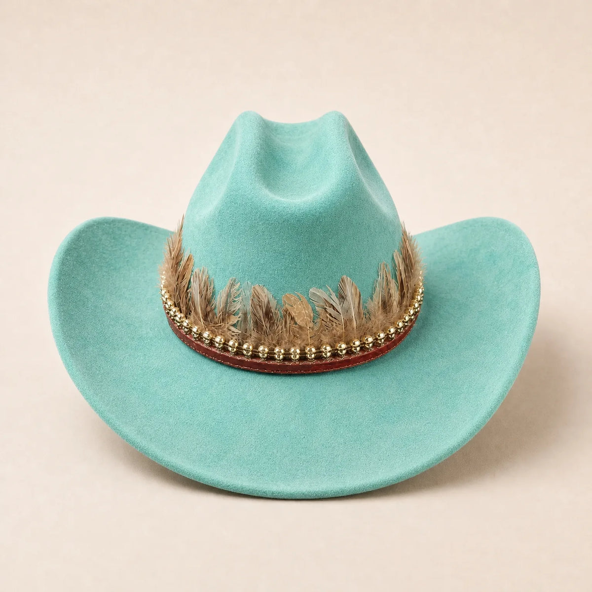 Chapeau de Cowboy avec Plume — coloris bleu