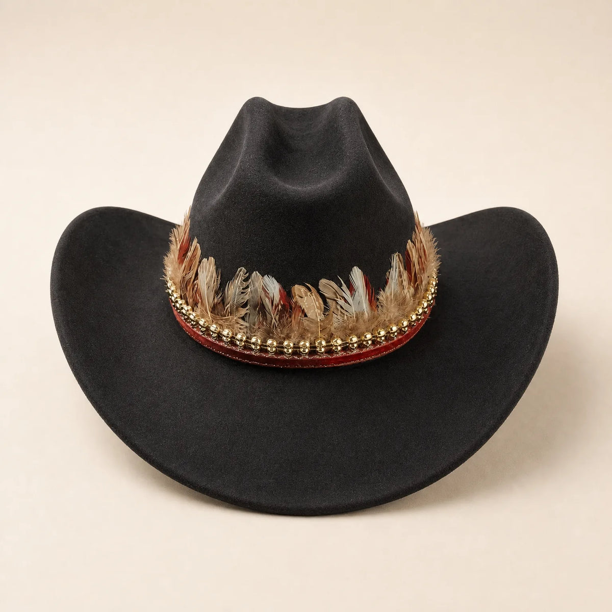 Chapeau de Cowboy avec Plume — coloris noir
