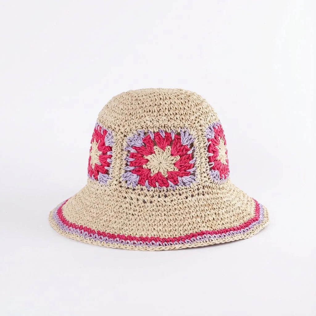 Chapeau de paille Bob — coloris rouge