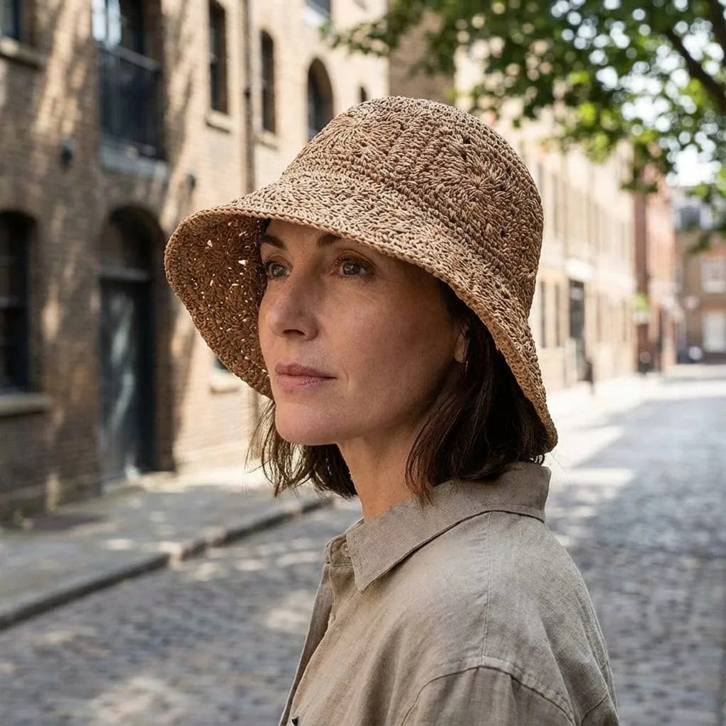 Chapeau de paille Bob Classique, porté