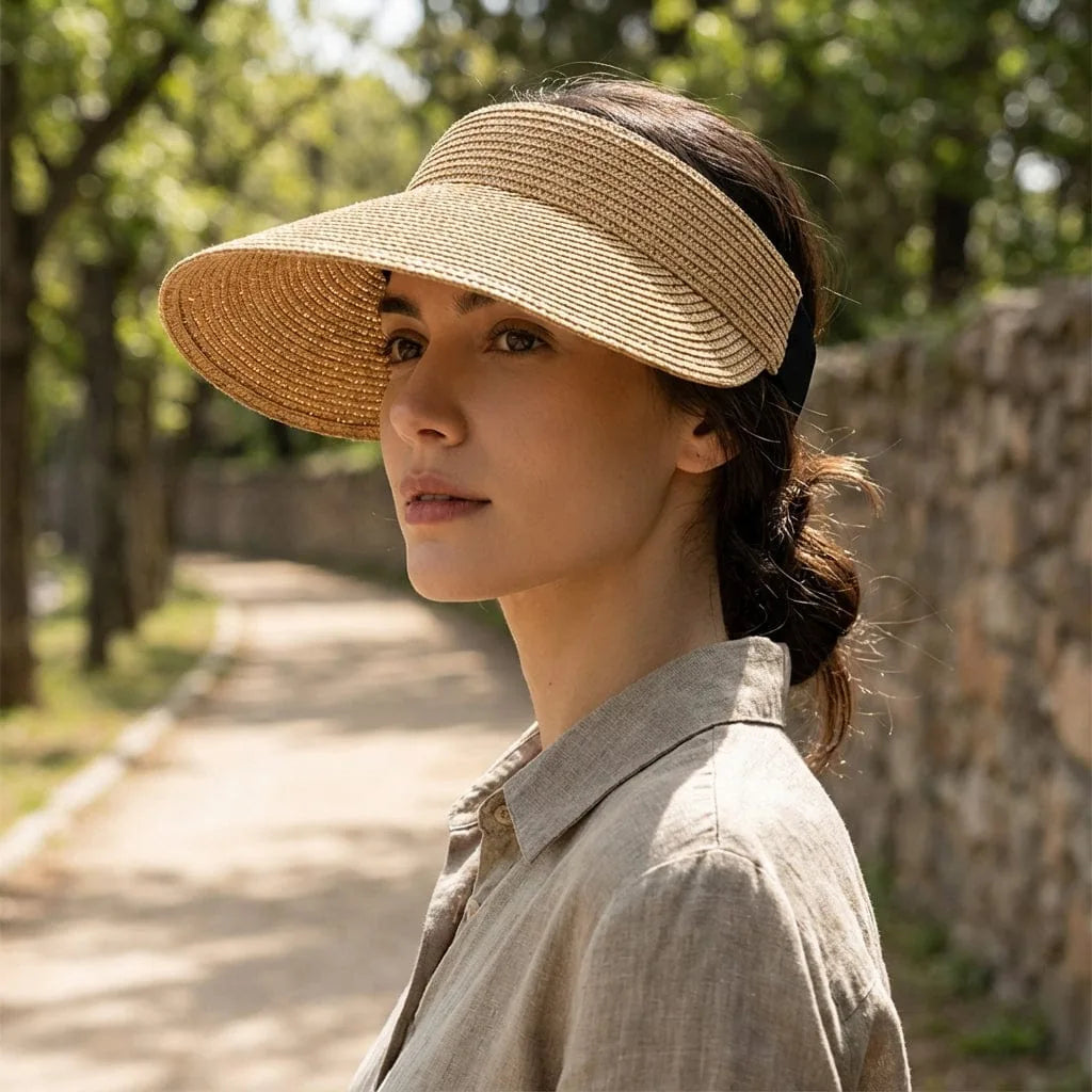 Chapeau de paille Casquette, porté