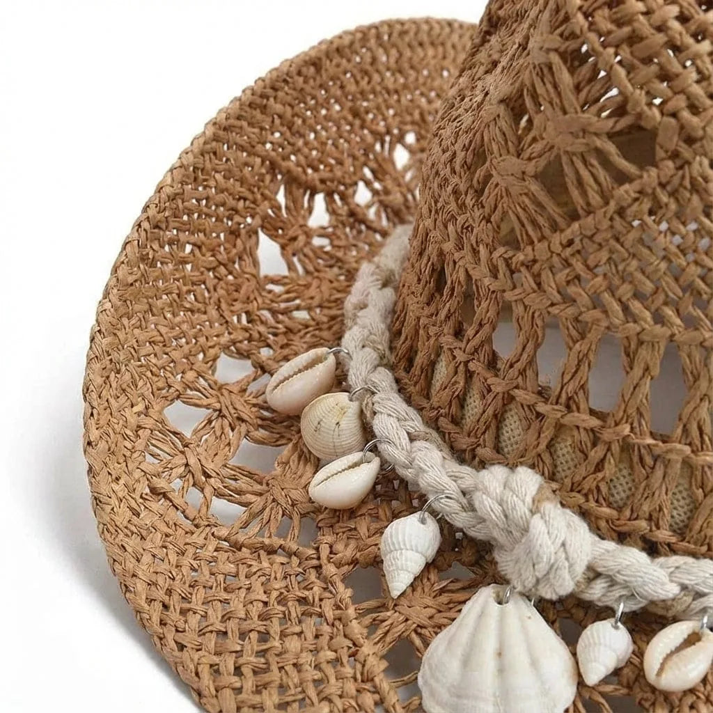Chapeau de paille Coquillage, vue de trois-quarts
