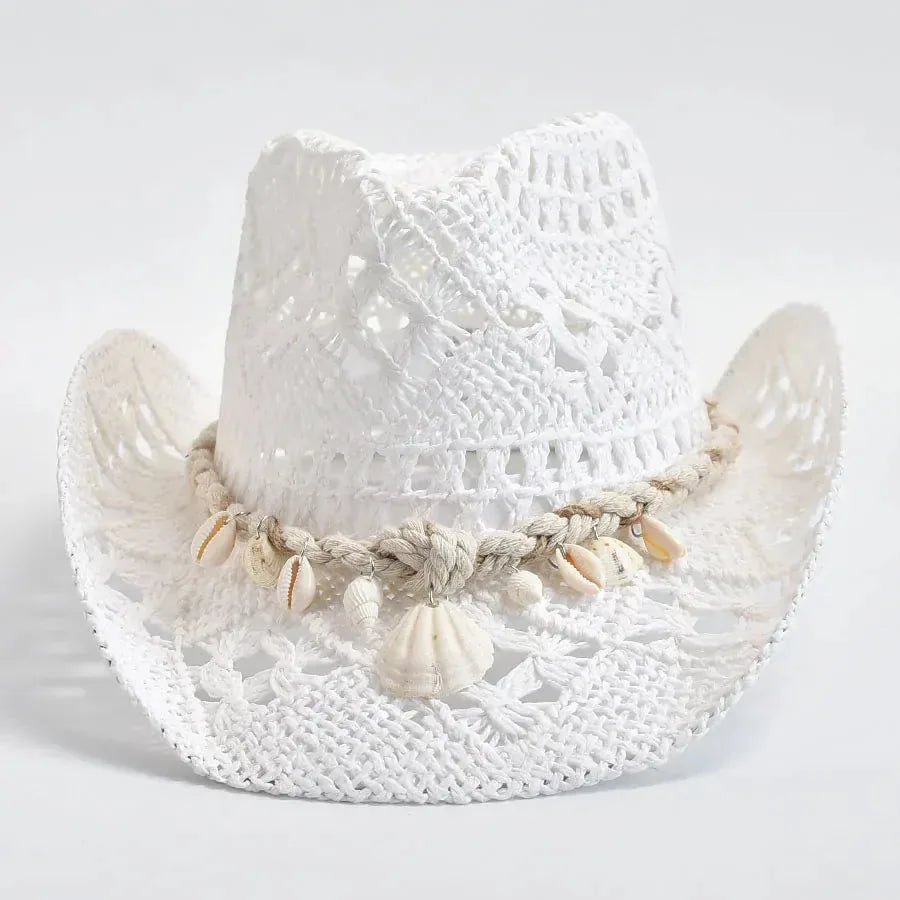 Chapeau de paille Coquillage — coloris blanc