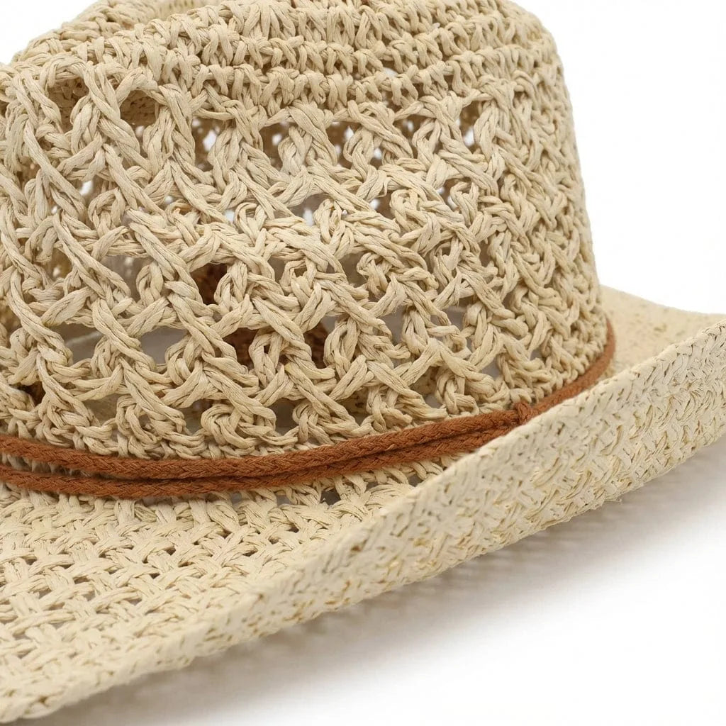 Chapeau de paille Cowboy Femme, vue de trois-quarts