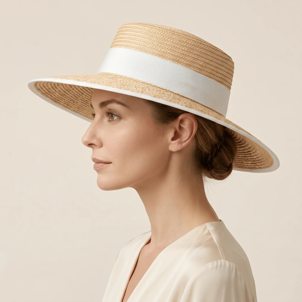 Chapeau de paille Élégant Femme, vue de trois-quarts