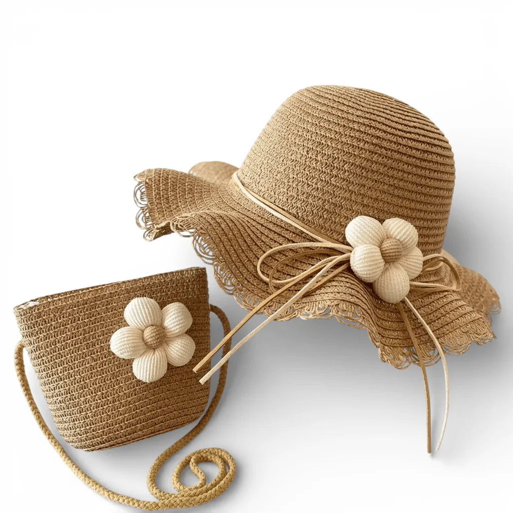 Chapeau de paille Fleur — coloris kaki