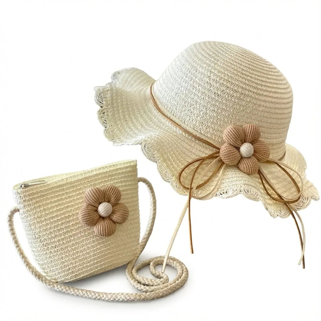 Chapeau de paille Fleur — coloris blanc
