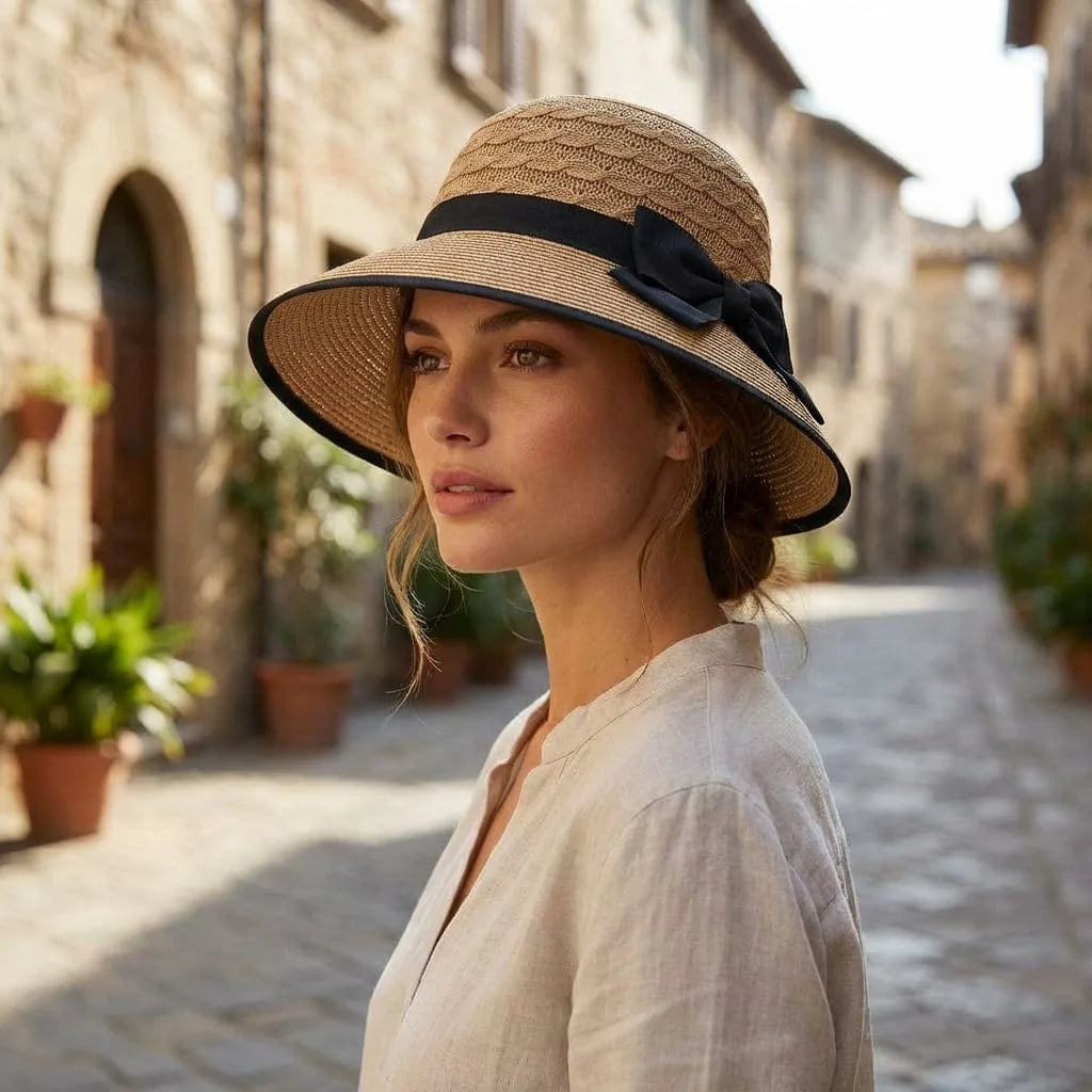 Chapeau de paille Ruban, porté
