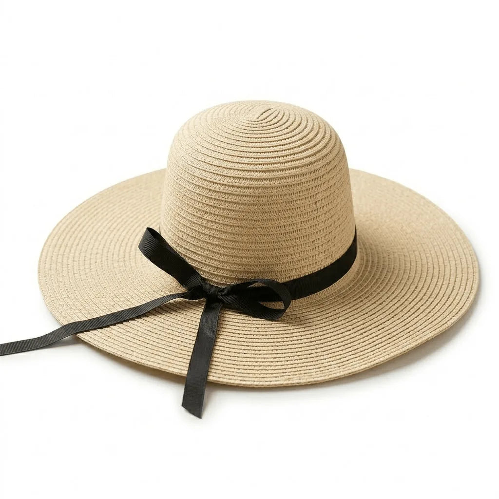 Chapeau de Paille Ruban Femme — coloris beige