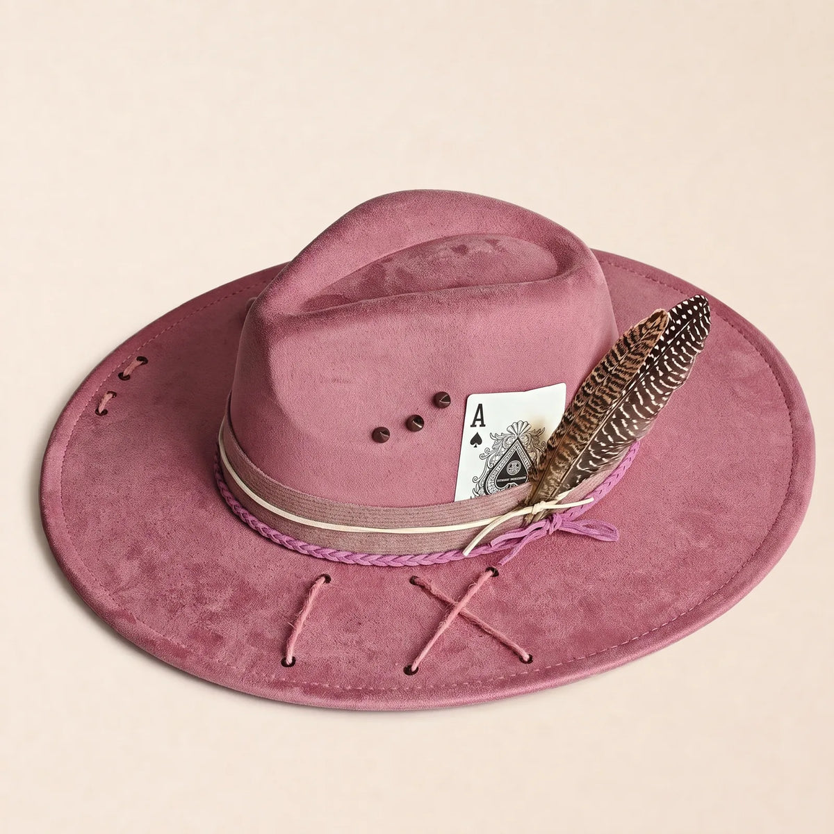 Chapeau Fedora Bord Plat Large — coloris rose
