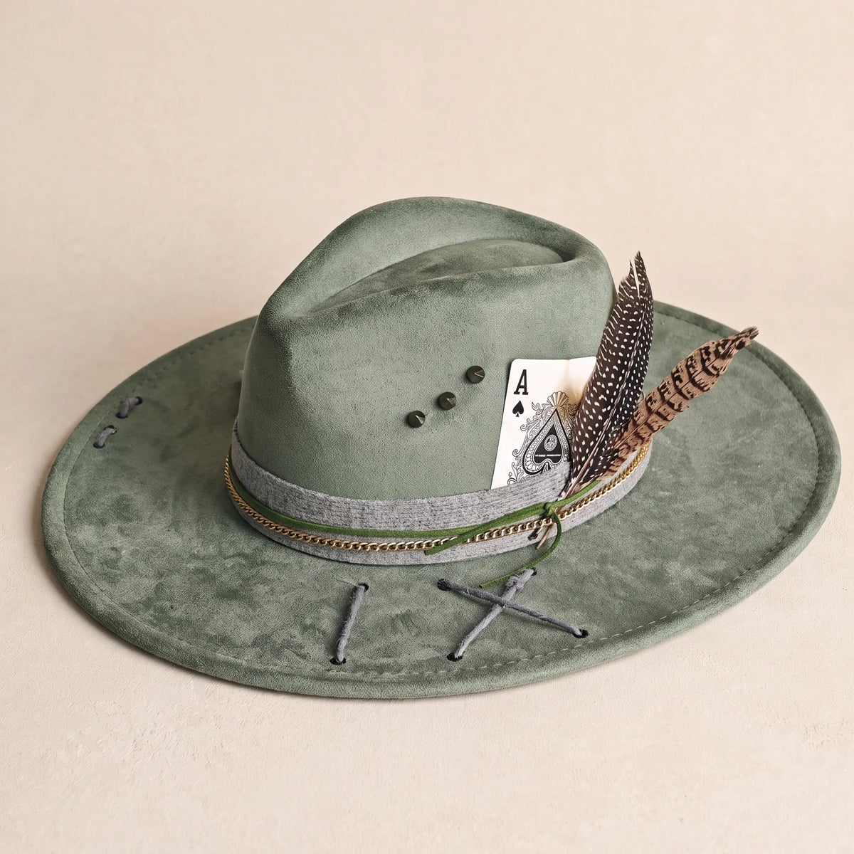 Chapeau Fedora Bord Plat Large — coloris vert