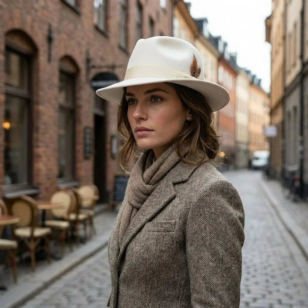 Chapeau Fedora Coton, porté