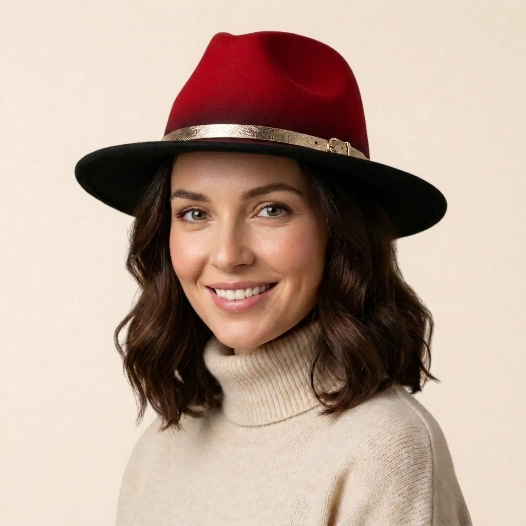 Chapeau Fedora Couleur dégradée, porté