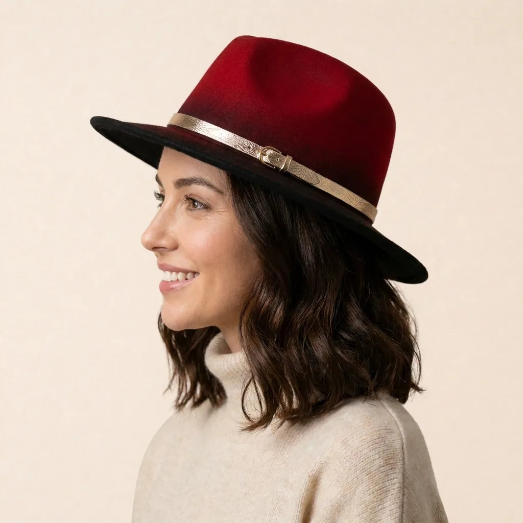 Chapeau Fedora Couleur dégradée, vue de trois-quarts