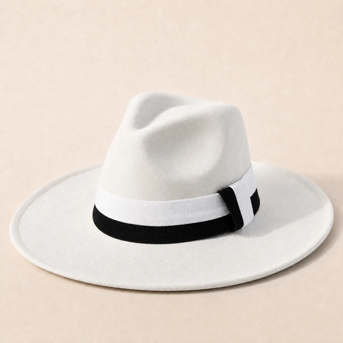 Chapeau Fedora Feutre Large Bord — coloris blanc