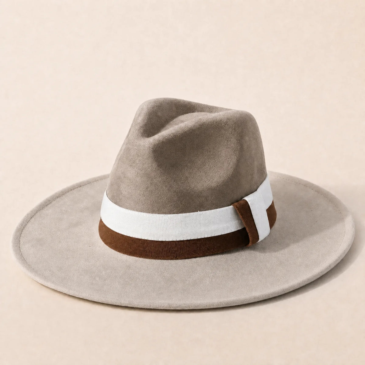 Chapeau Fedora Feutre Large Bord — coloris beige