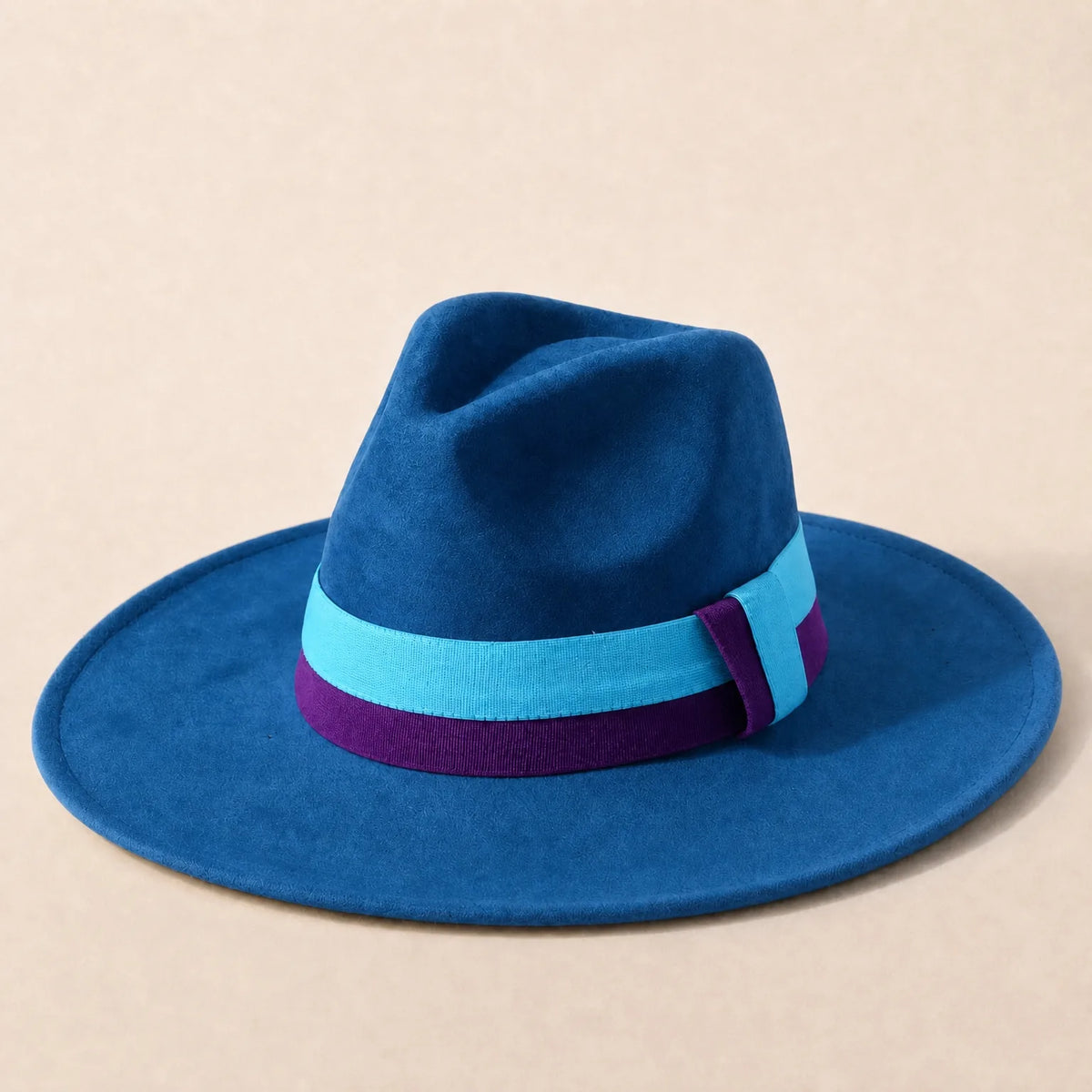 Chapeau Fedora Feutre Large Bord — coloris bleu