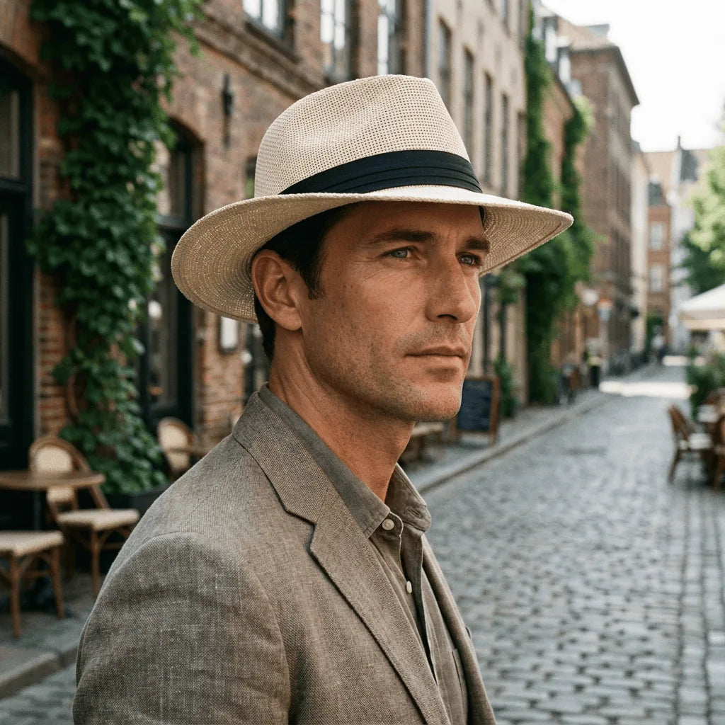 Chapeau Fedora Paille, vue de trois-quarts