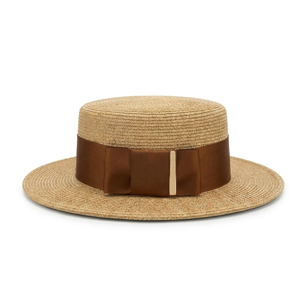 Chapeau Paille Large Femme — coloris marron