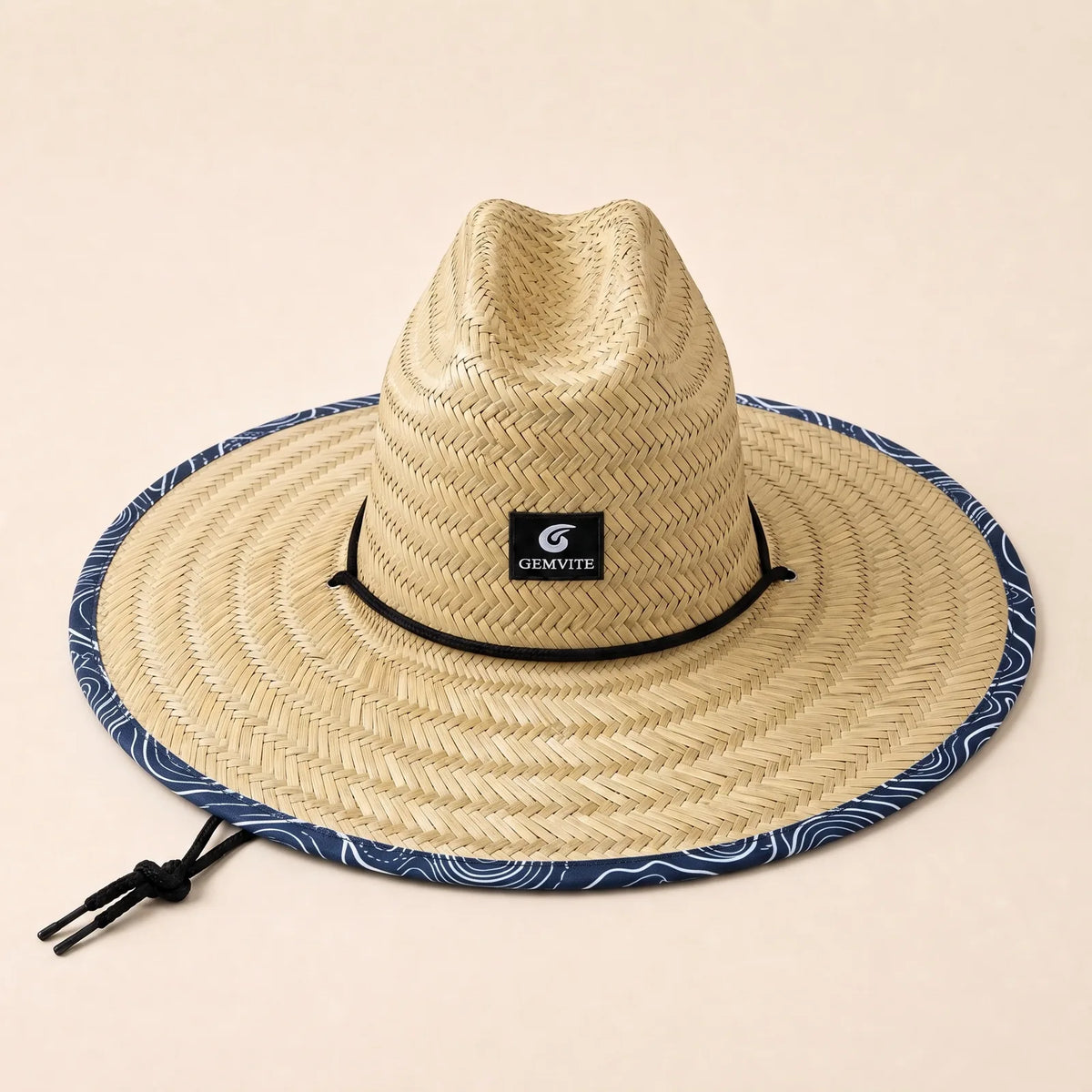 Chapeau Paille Panama Large Bord — coloris bleu