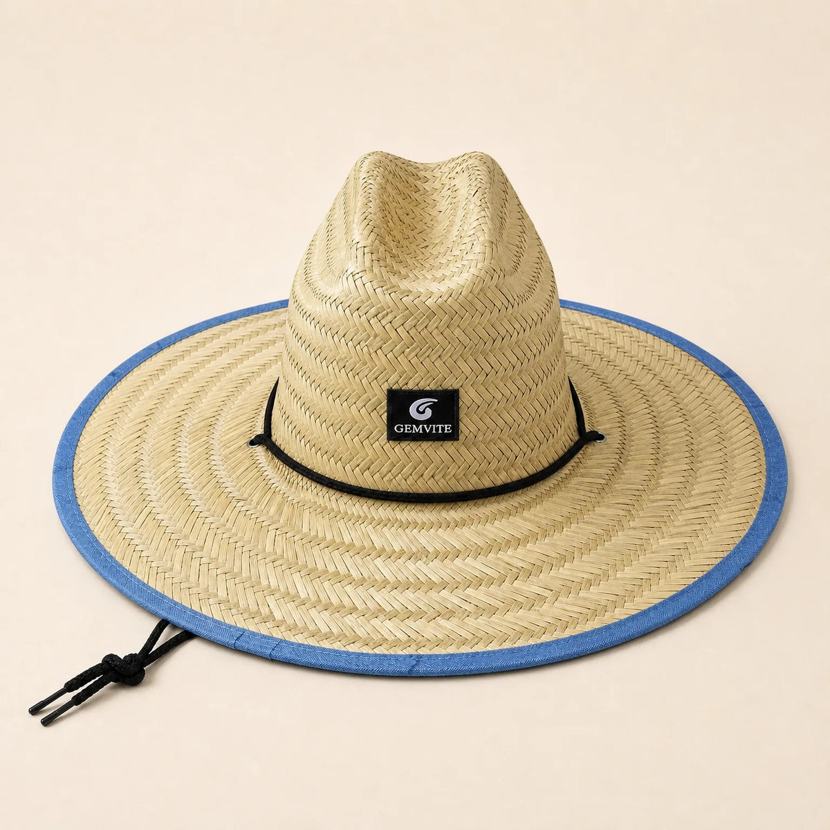 Chapeau Paille Panama Large Bord — coloris bleu