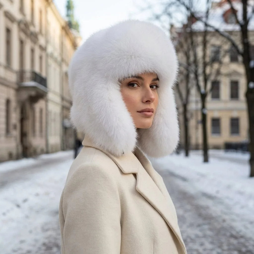 Chapeau Russe Chapka Fourrure, porté