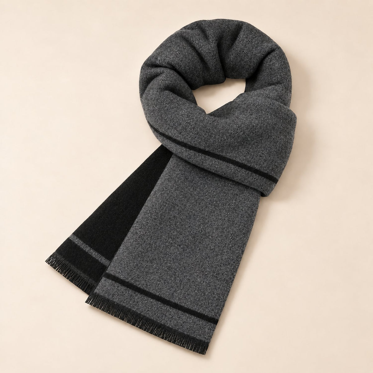 Écharpe Homme Hiver — coloris gris bordure noire