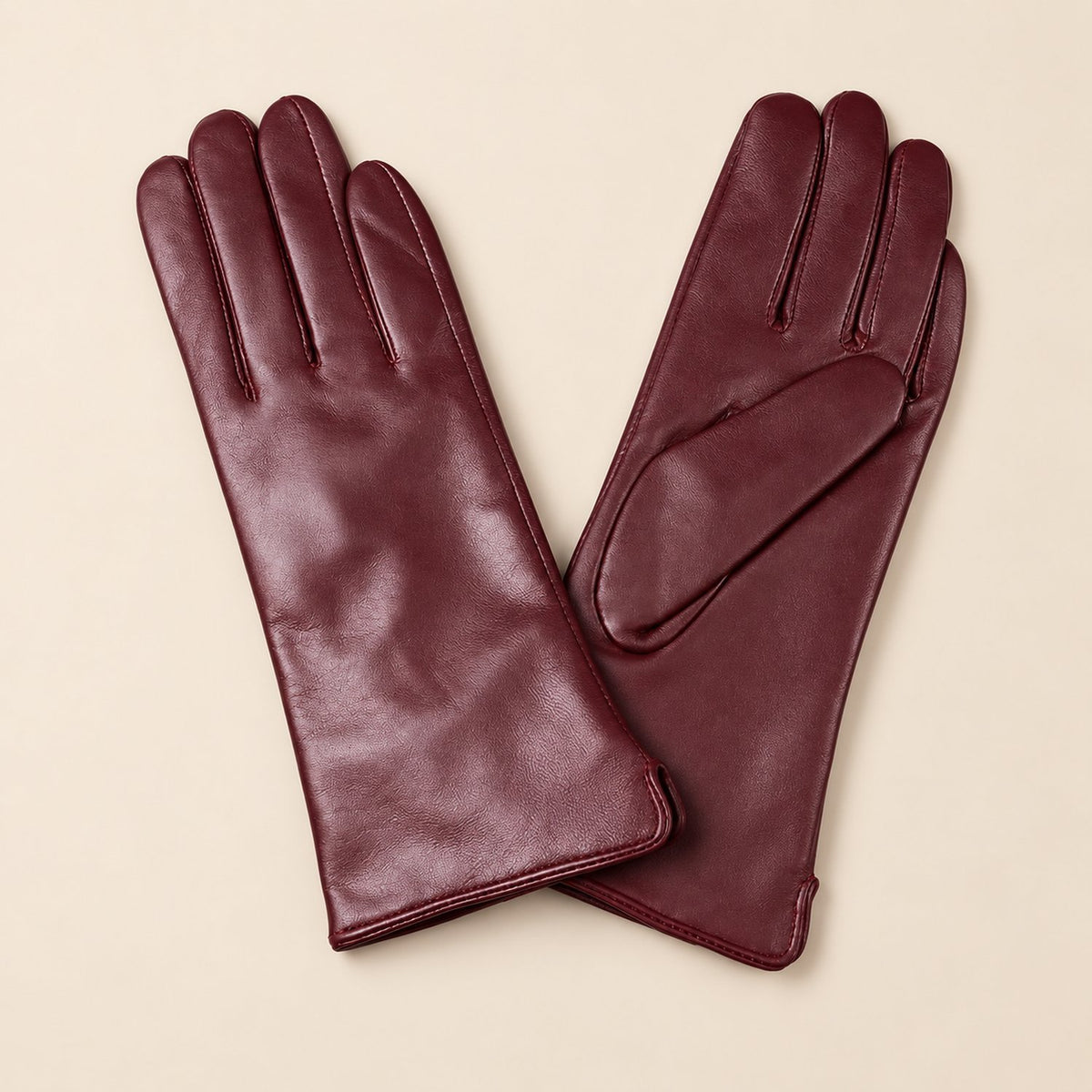 Gants Cuir Femme — coloris bordeaux