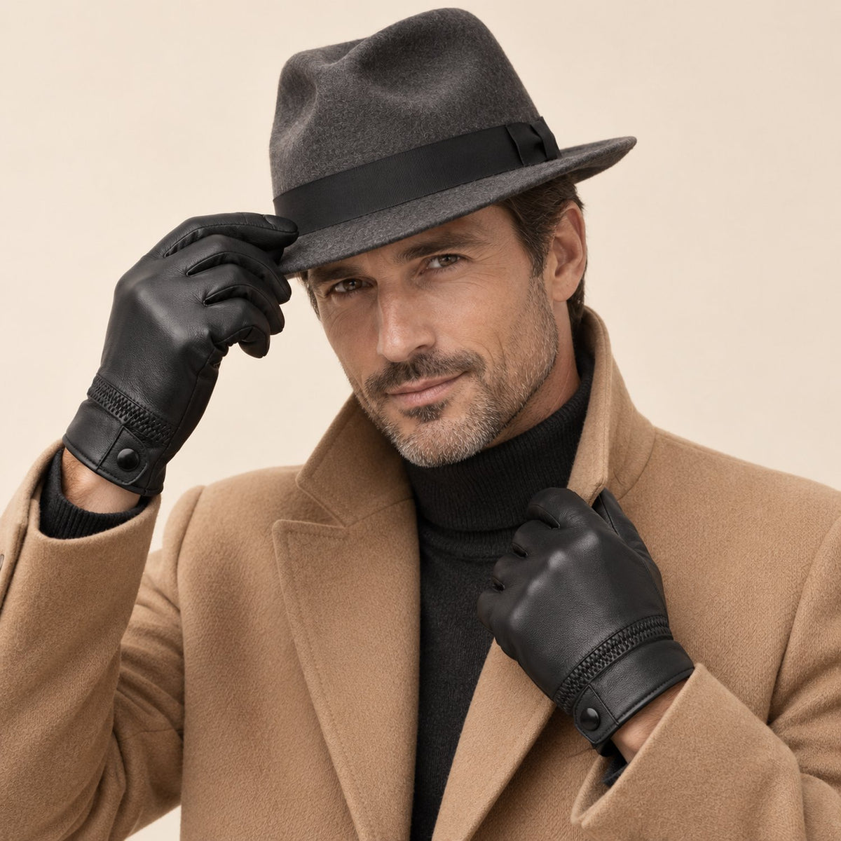 Gants Cuir Homme, porté